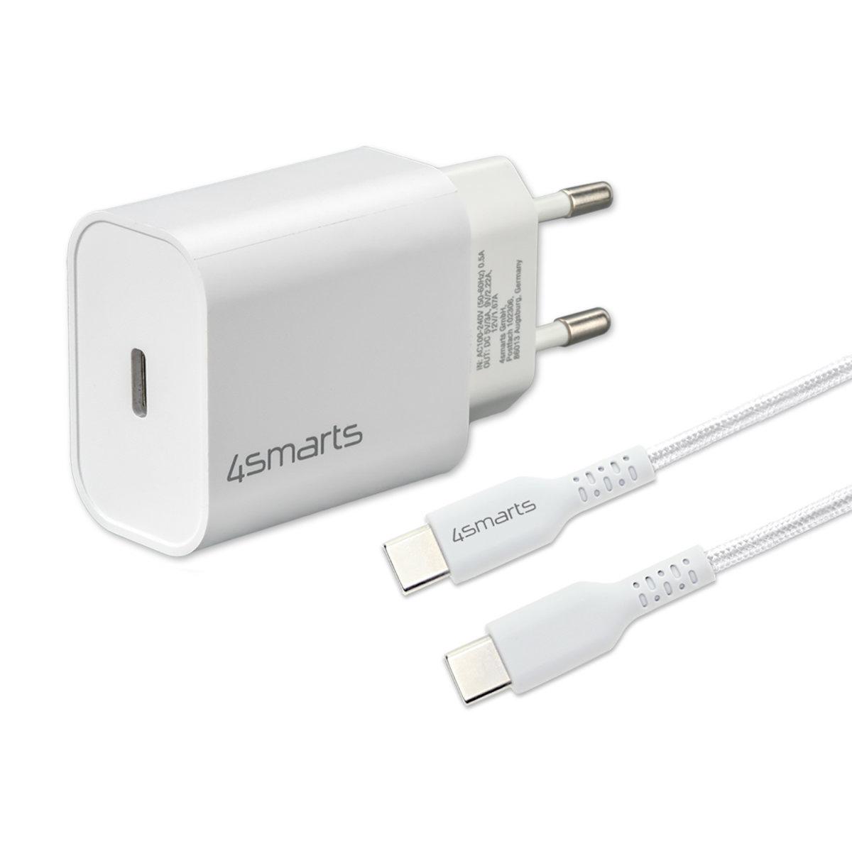 4S DUAL snellader 20W WIT met USB-C kabel 1,5m